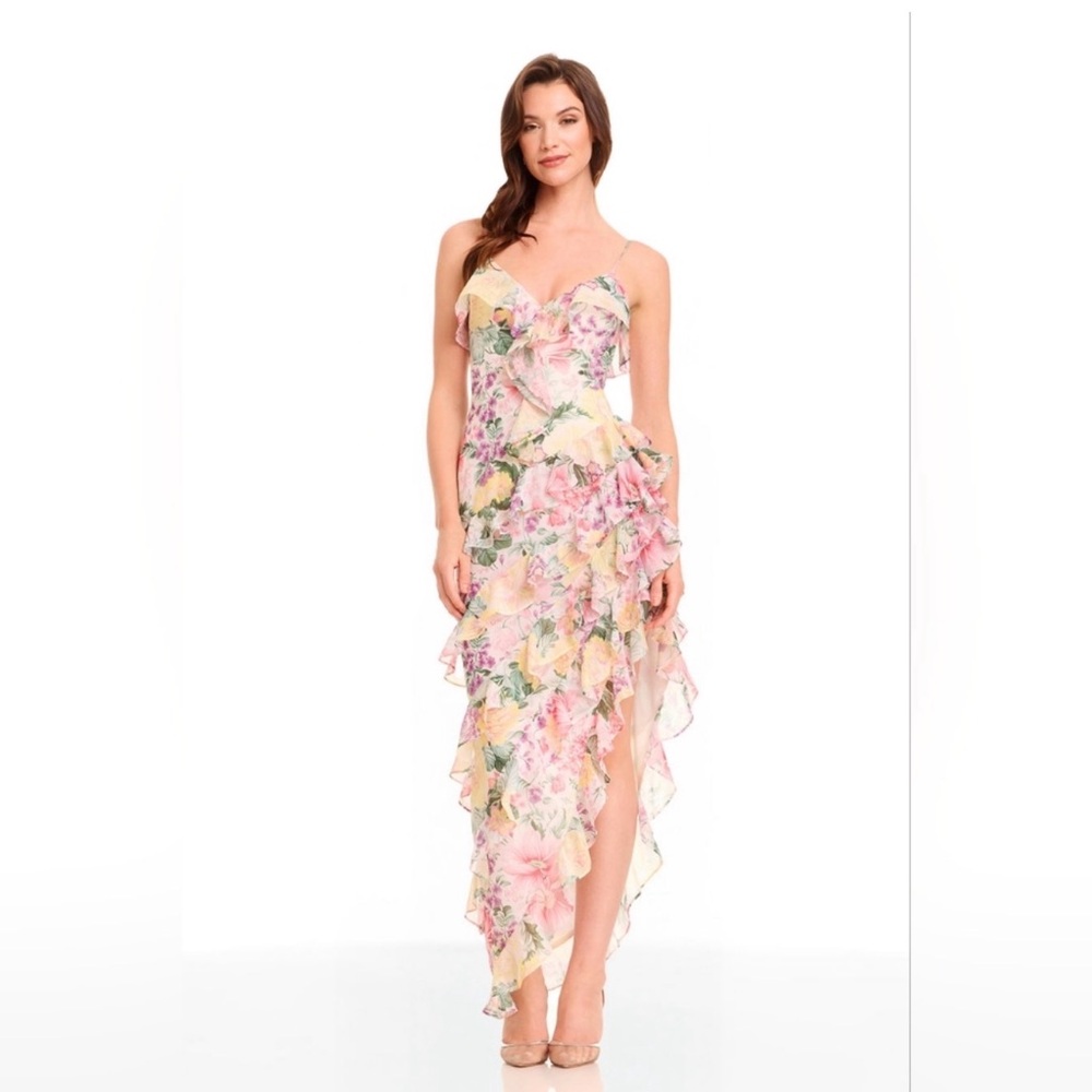 Dress the population Josefina Gown Metallic Size M NWT